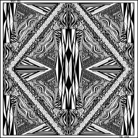 Black and White, Bridge of Triangles, 110cm Square Silk Scarf