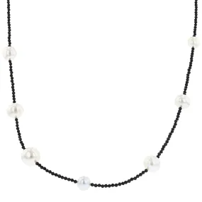 Black Spinel and White South Sea Pearl Necklace