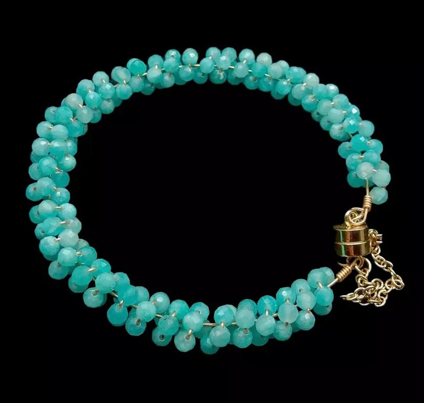 Blue Larimar Gemstone Bracelet with Magnetic Clasp