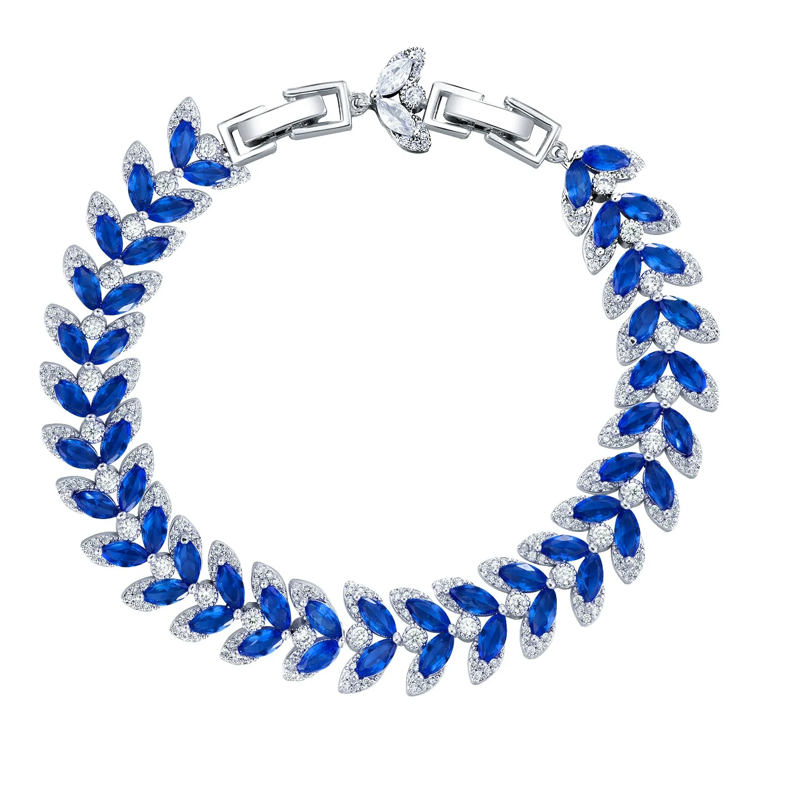 Blue Leaves 5A Cubic Zirconia Bracelet Chains  for Women CK10138