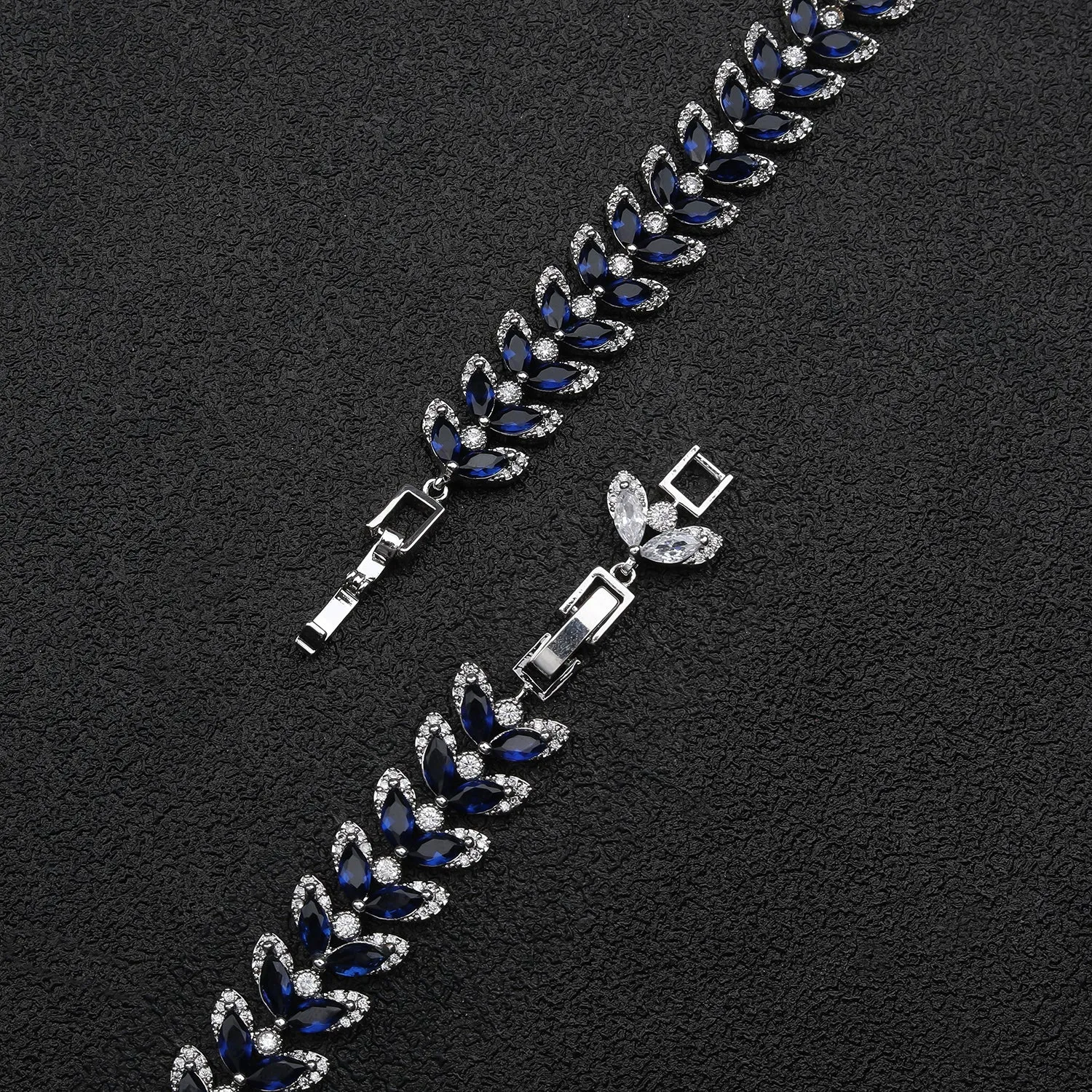 Blue Leaves 5A Cubic Zirconia Bracelet Chains  for Women CK10138