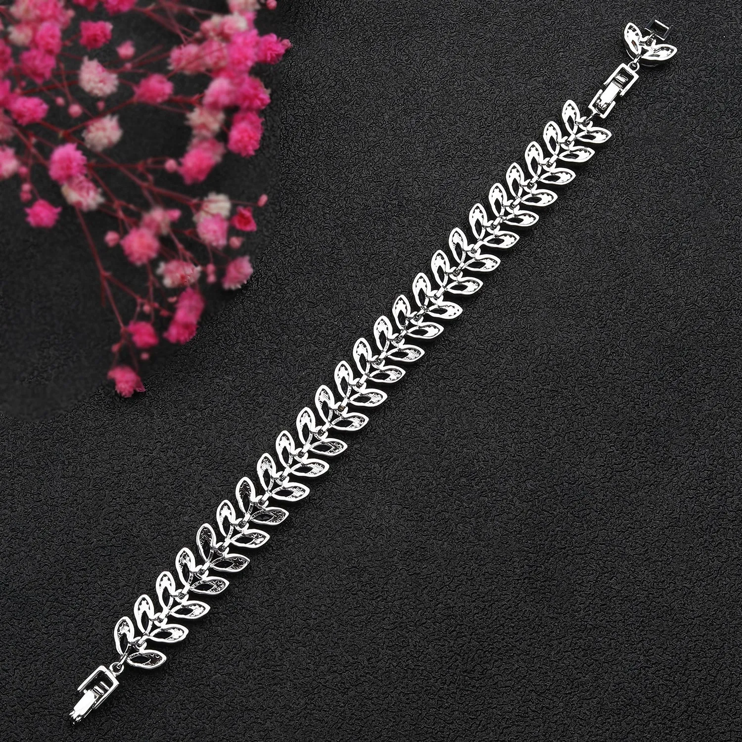Blue Leaves 5A Cubic Zirconia Bracelet Chains  for Women CK10138