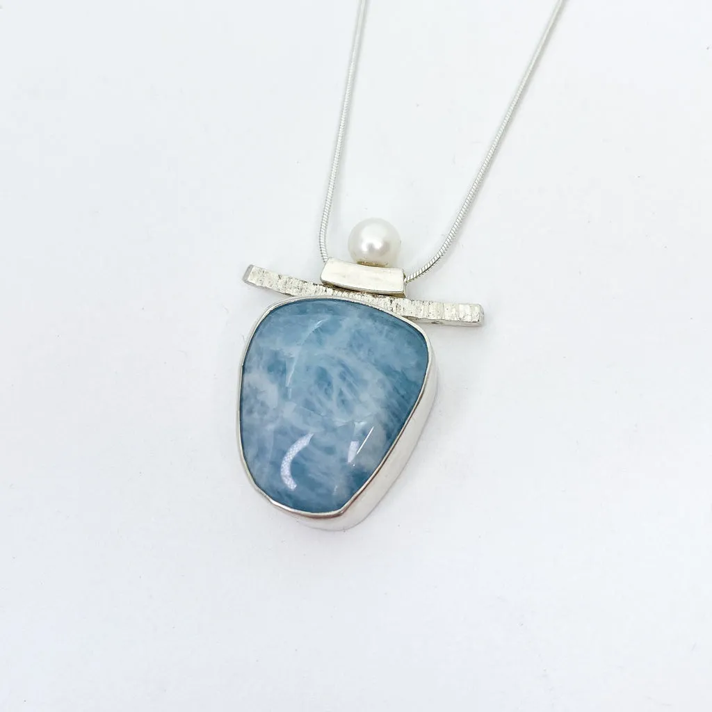 Blue Opal and Pearl Necklace