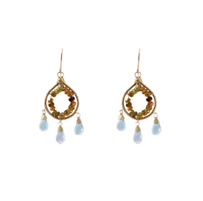 Blue Topaz and Tourmaline E772 Earrings
