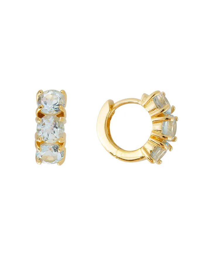Blue Topaz Huggies