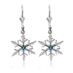 Blue Topaz Snowflake Dangle Earrings