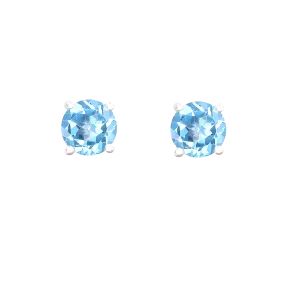 Blue Topaz Stud Earrings in 18k White Gold