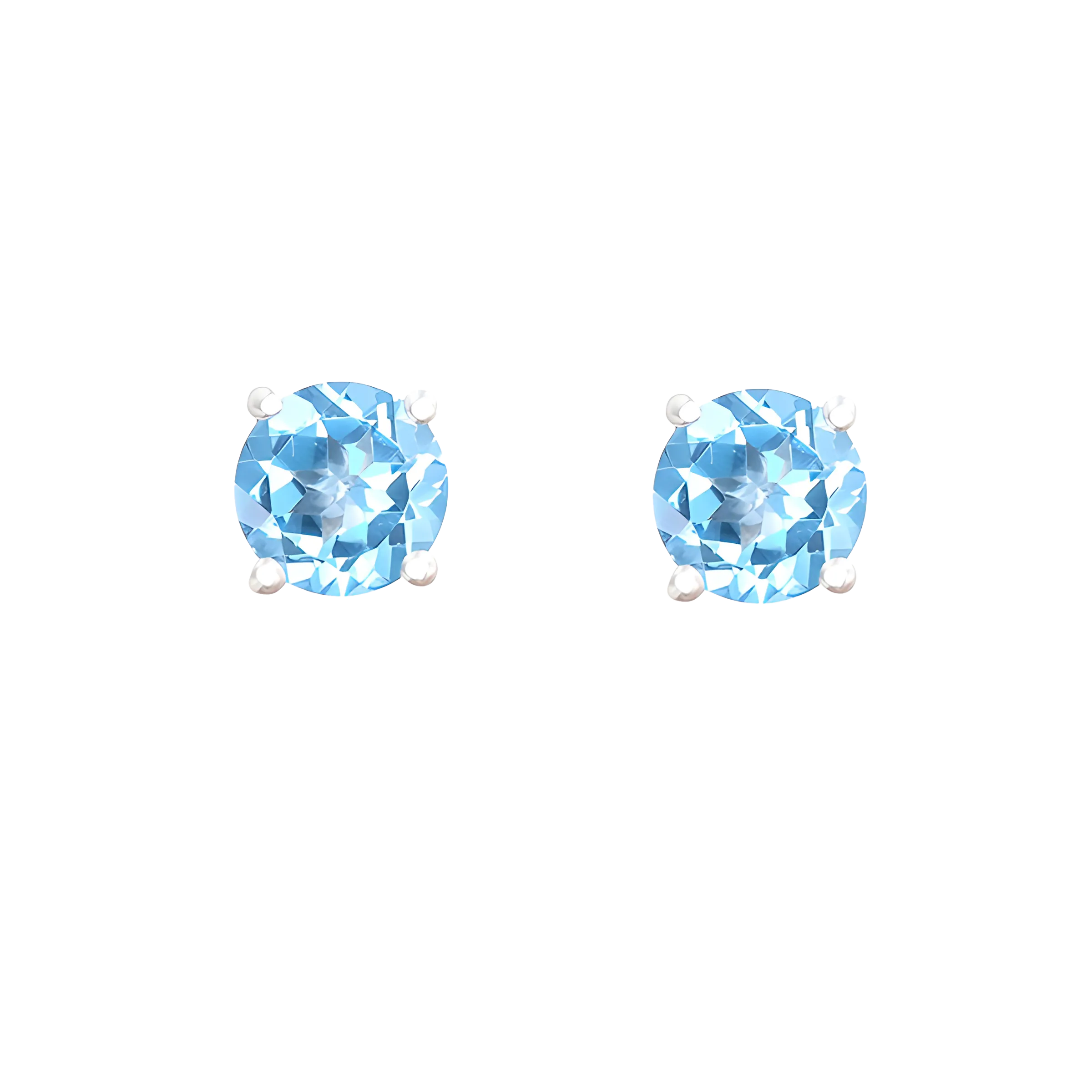 Blue Topaz Stud Earrings in 18k White Gold
