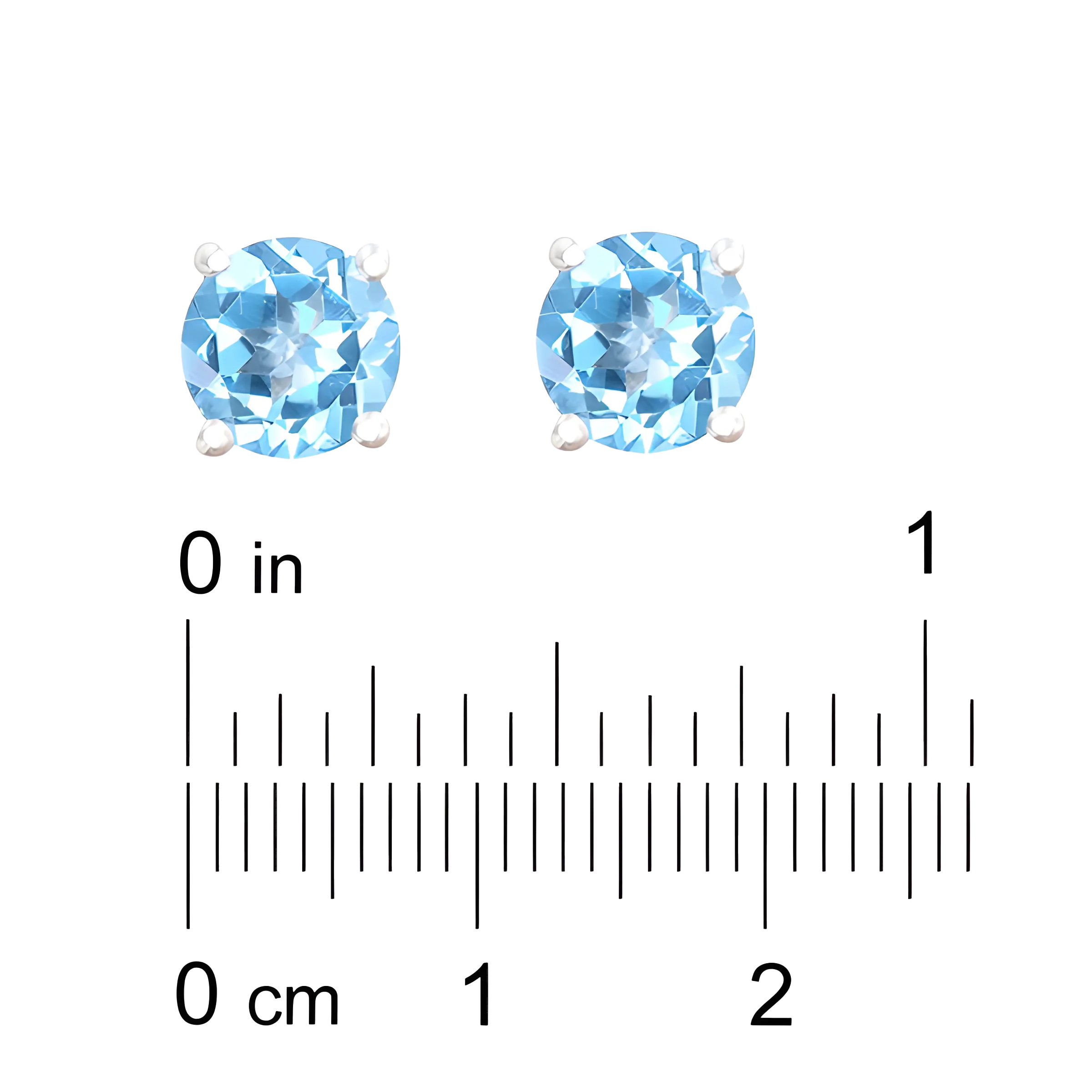 Blue Topaz Stud Earrings in 18k White Gold