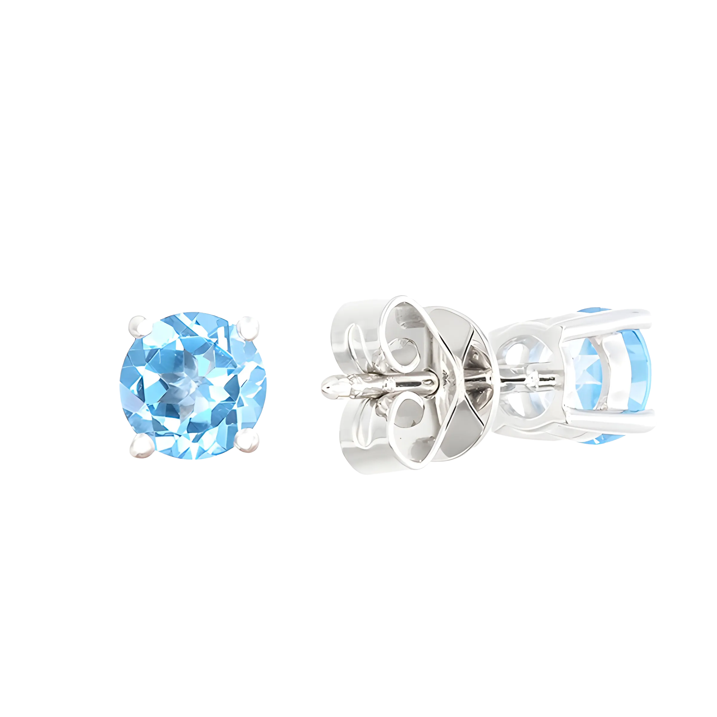 Blue Topaz Stud Earrings in 18k White Gold