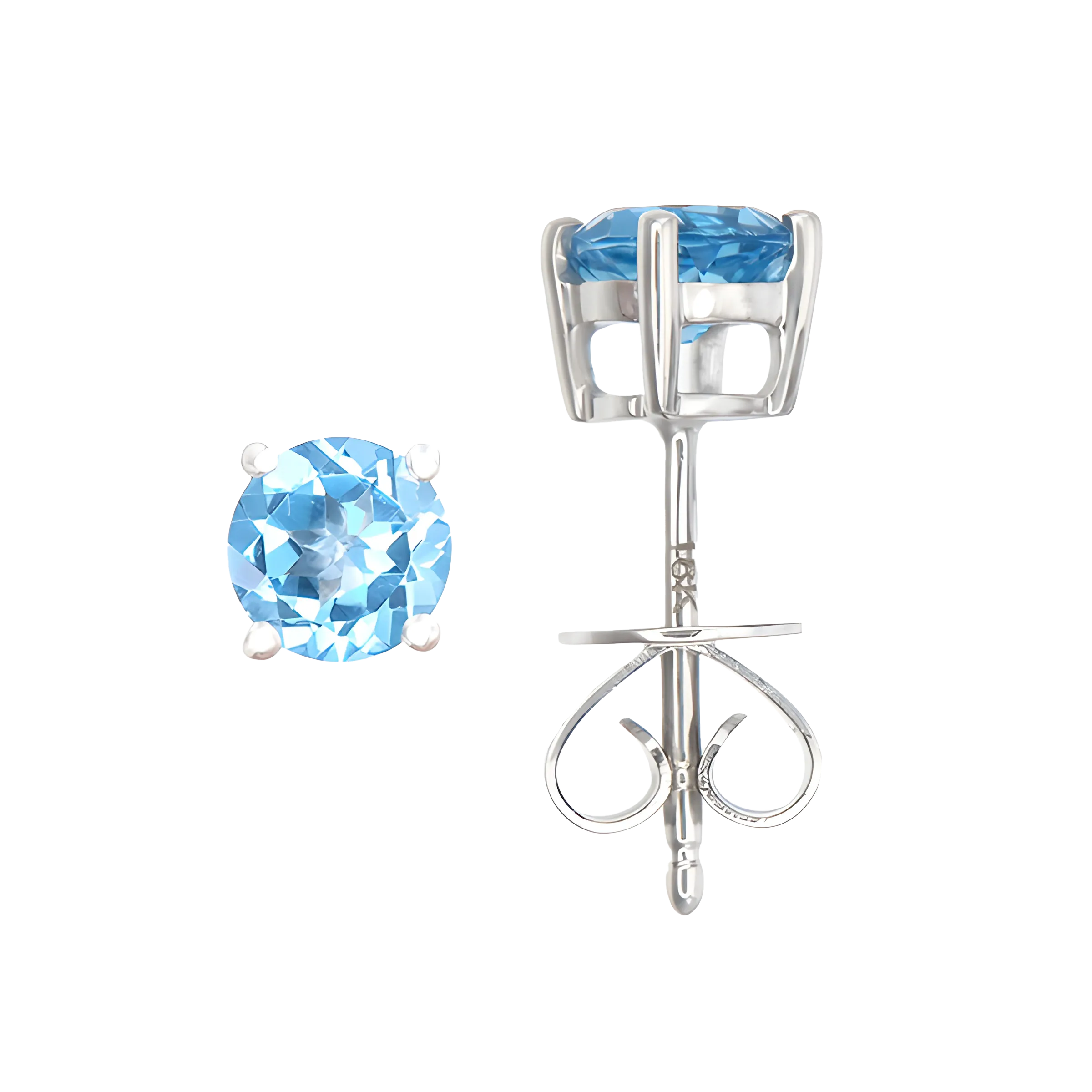 Blue Topaz Stud Earrings in 18k White Gold