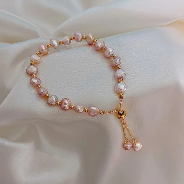Bracelet Charm Jewelry 2021 Elegant Baroque Natural Pearl Zircon Bee Pendant Sweet Jewelry