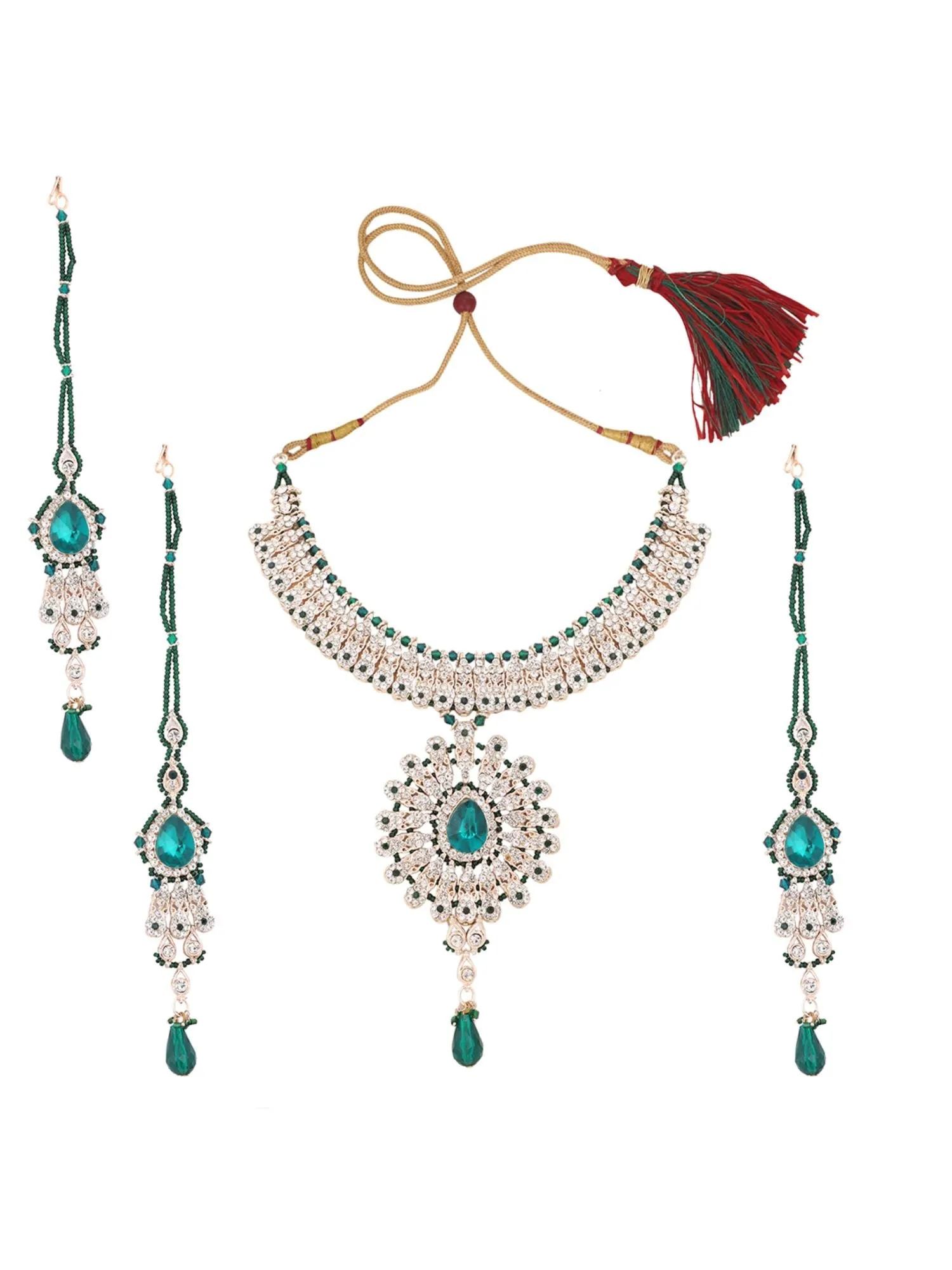 Brass Green Jewelry Set - Nature'S Elegance - Anikas Creation
