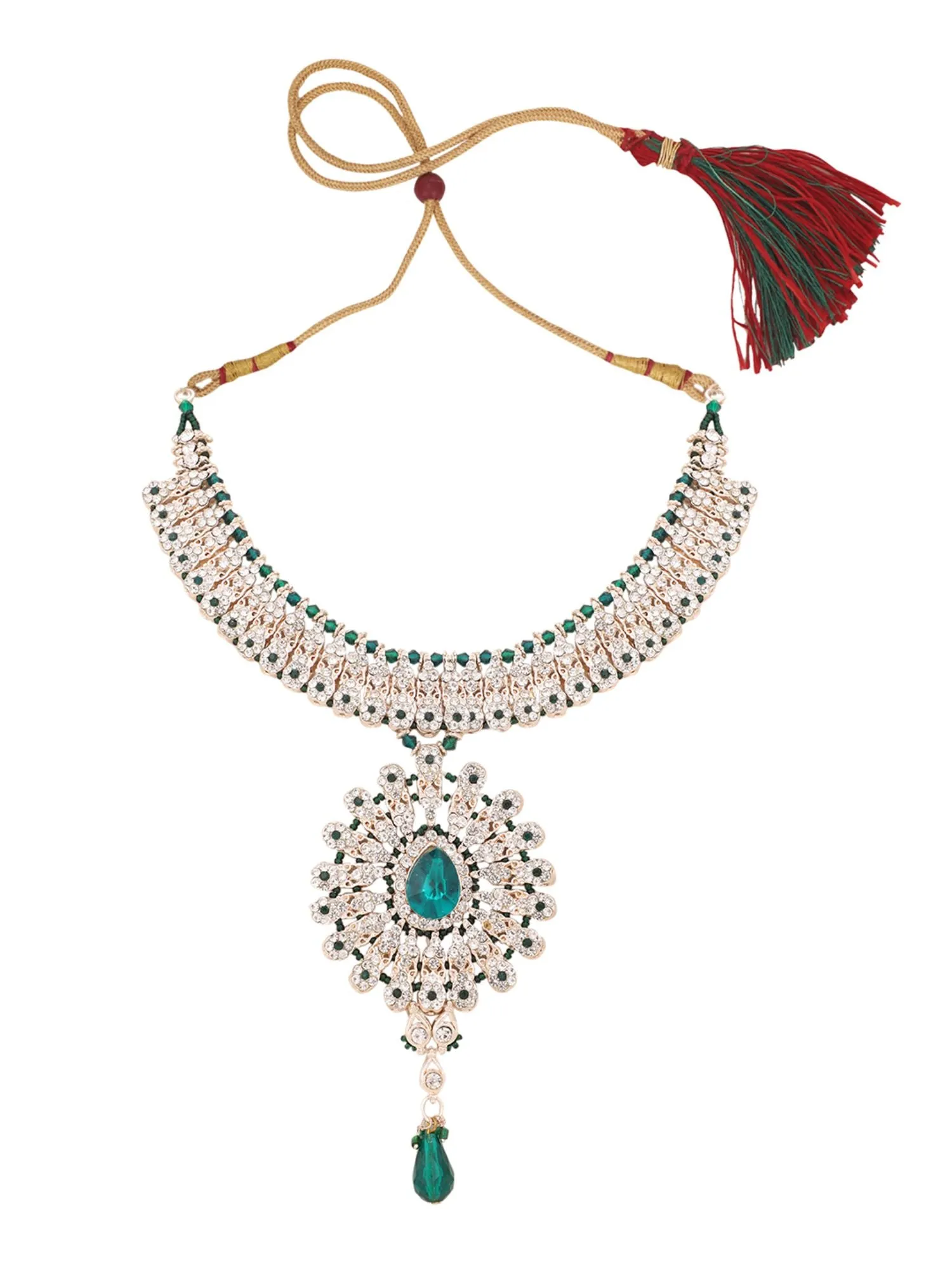 Brass Green Jewelry Set - Nature'S Elegance - Anikas Creation