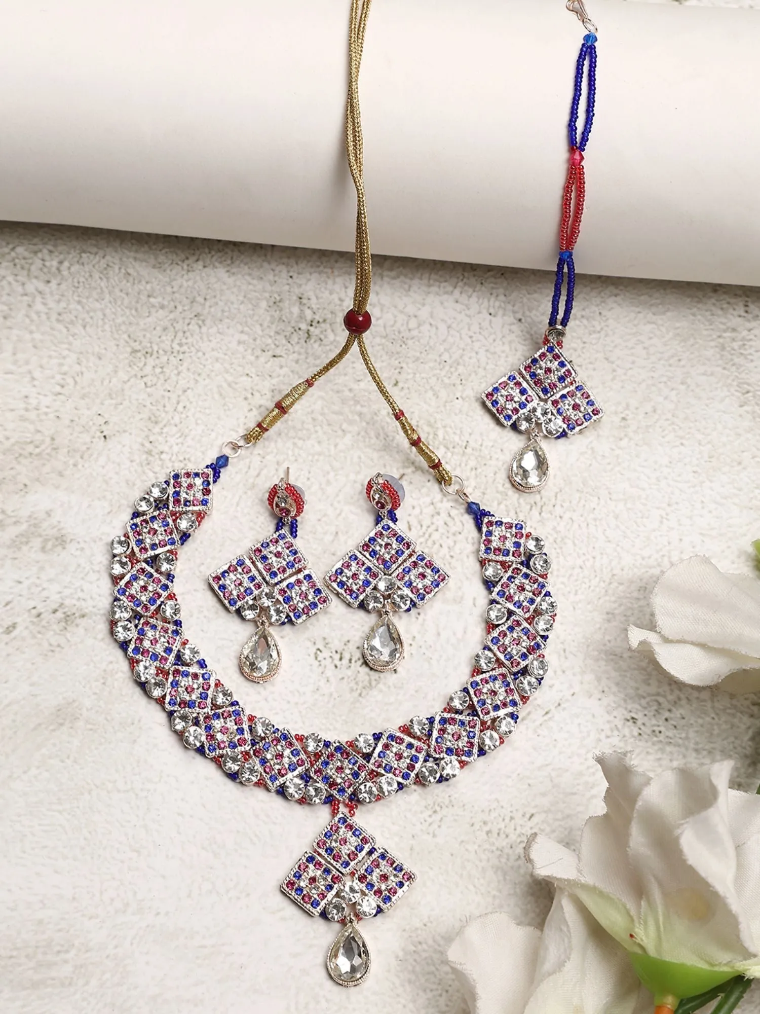 Brass Multi-Color Jewelry Set - A Symphony Of Elegance - Anikas Creation