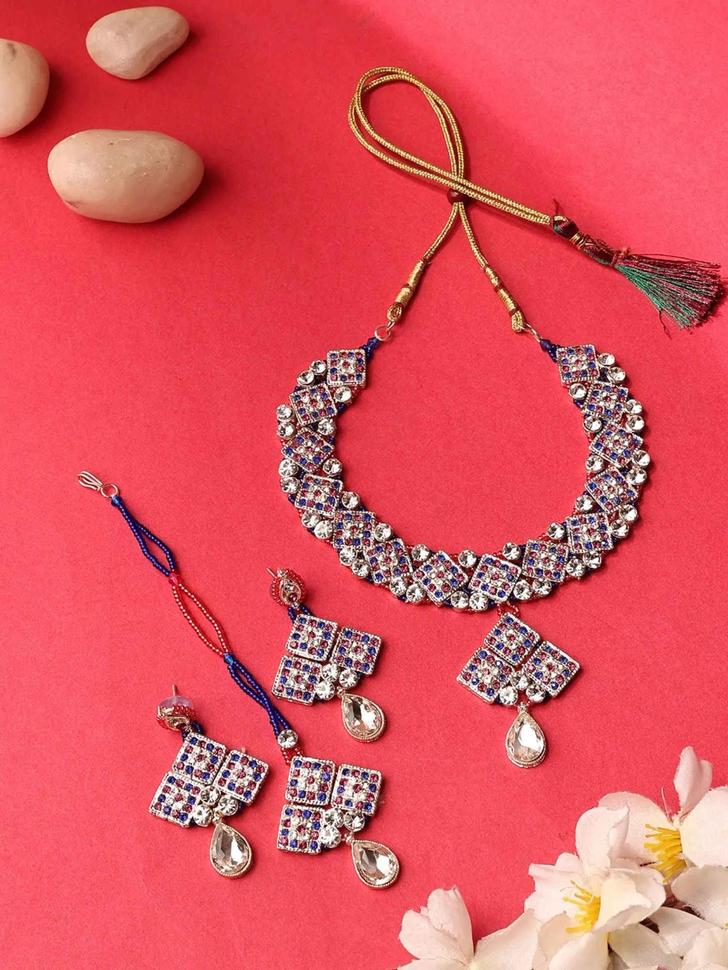 Brass Multi-Color Jewelry Set - A Symphony Of Elegance - Anikas Creation