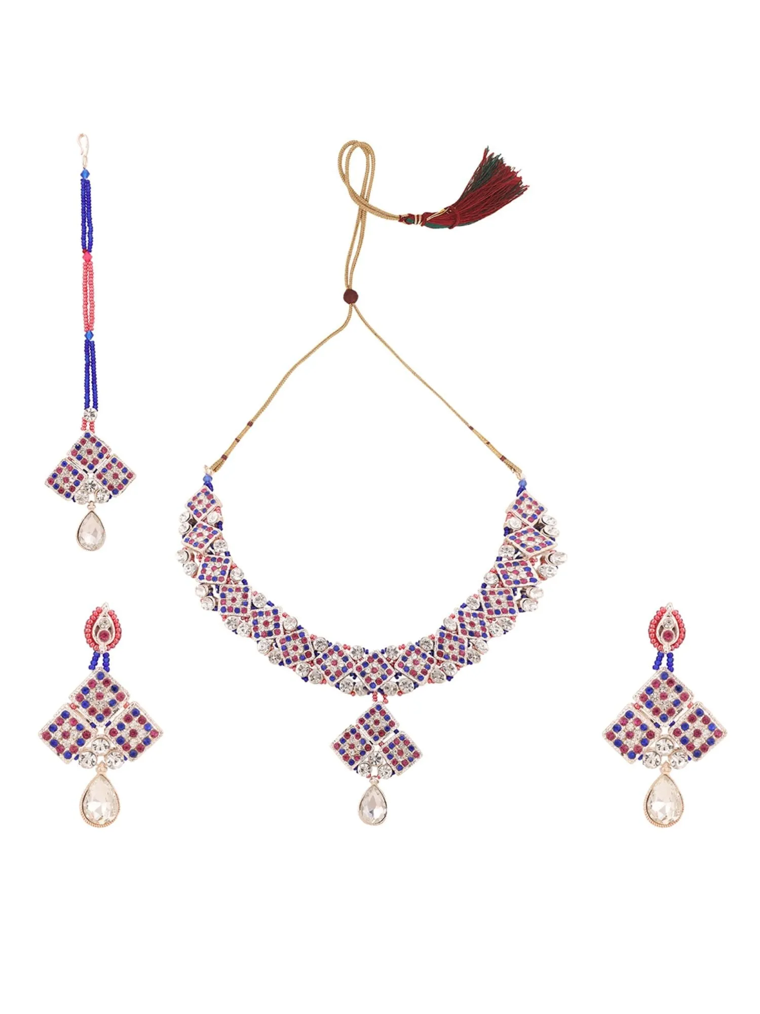 Brass Multi-Color Jewelry Set - A Symphony Of Elegance - Anikas Creation