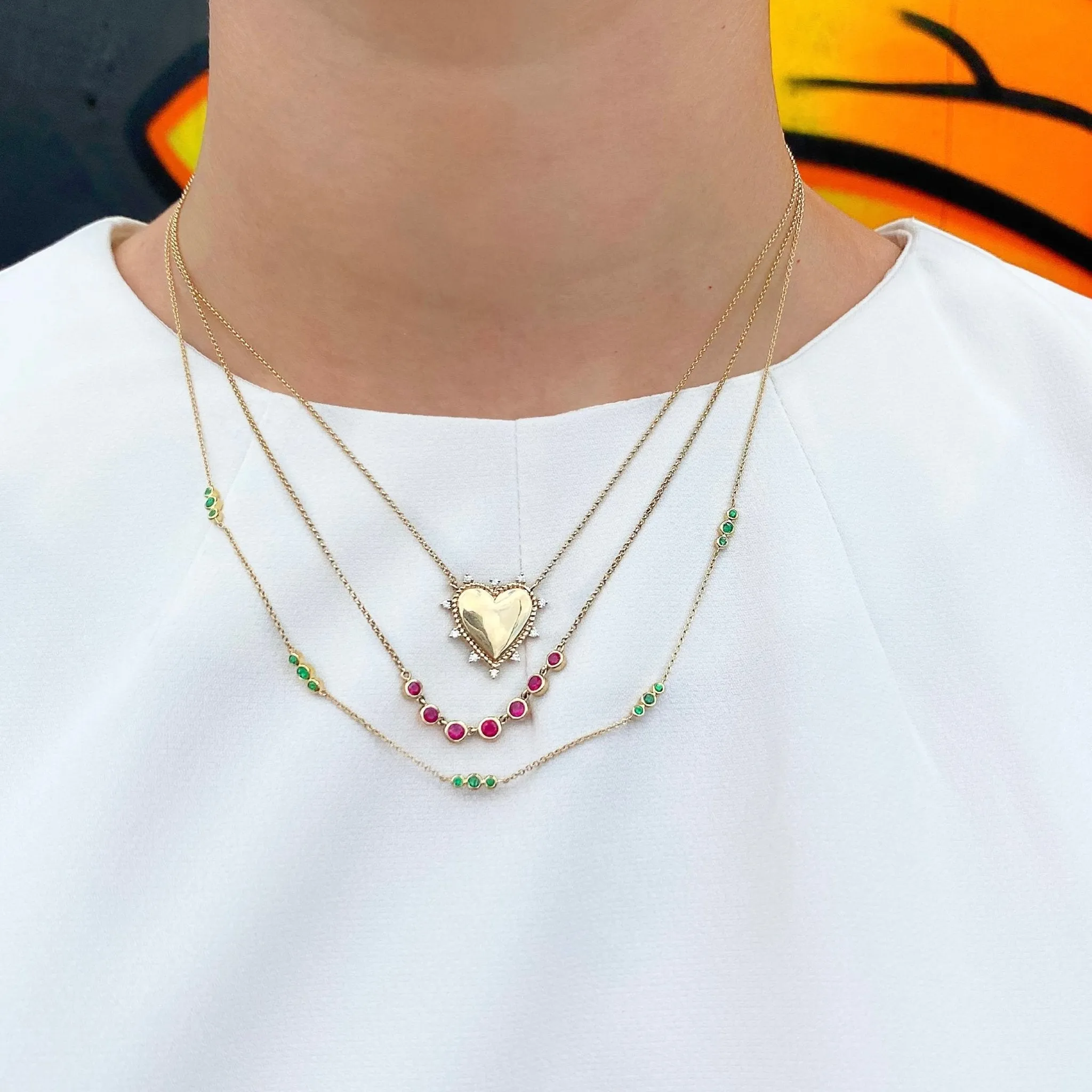 Bubble Gemstone Station Necklace