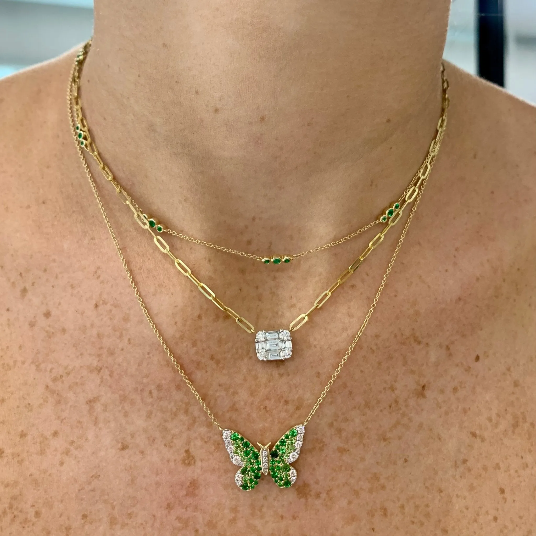 Bubble Gemstone Station Necklace