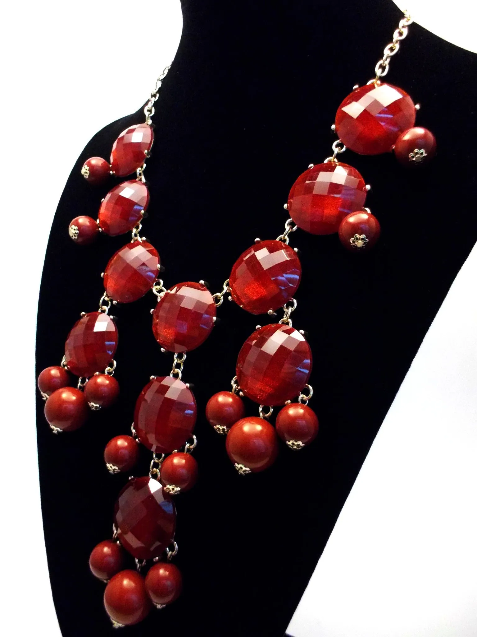 Bubble JEWELED Statement Necklace- Burgundy