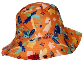 Bucket/Sun Hat With Chin Strap Wide Brim Children's 2-7yr Orange Animals Sharks scbhoa