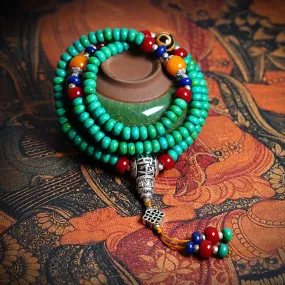 Buddha Stones 108 Mala Beads Tibetan Turquoise Dzi Bead Protection Bracelet