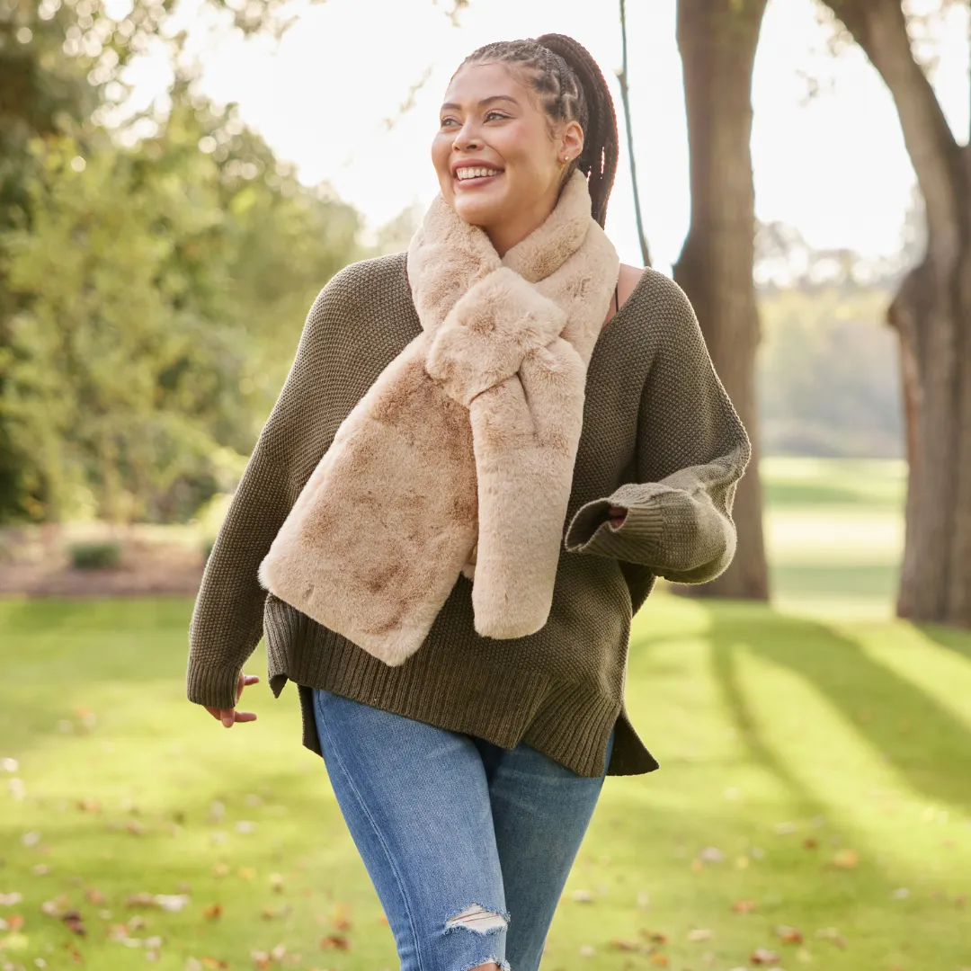 Camel Faux Fur Scarf