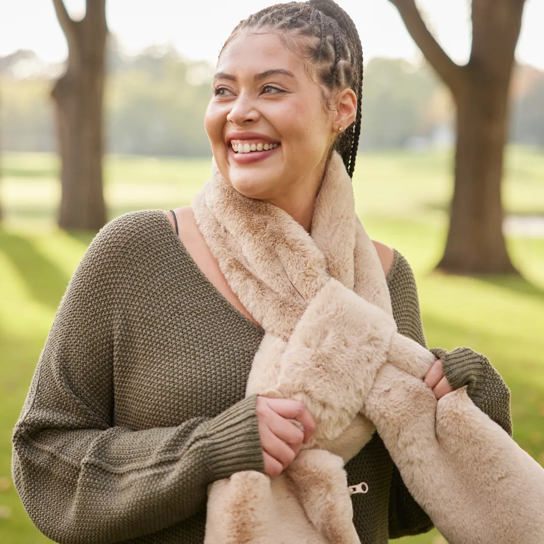 Camel Faux Fur Scarf