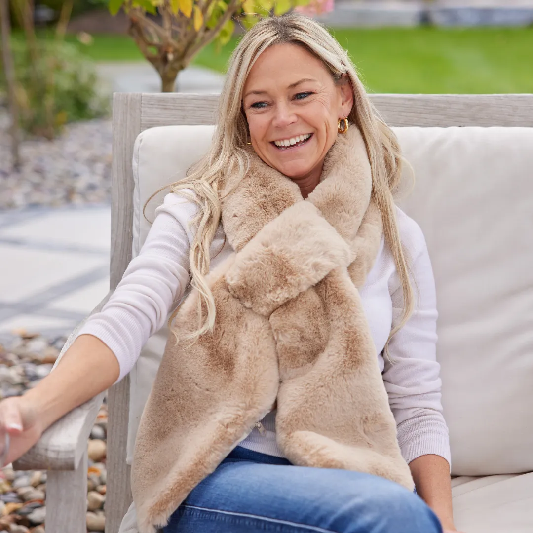 Camel Faux Fur Scarf