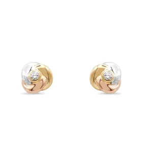Cartier Baby Trinity Diamond Earstuds - 18ct Three Colour Gold