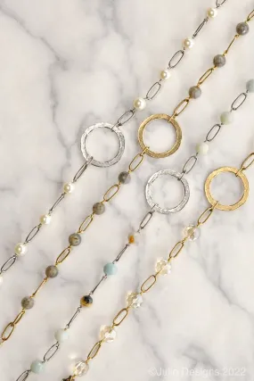 Cheney Paperclip Chain and Gemstone Short Necklace