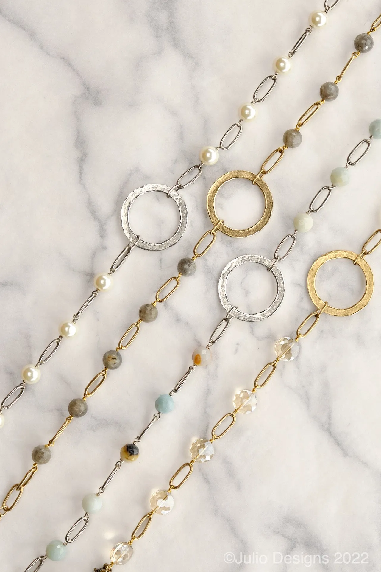 Cheney Paperclip Chain and Gemstone Short Necklace