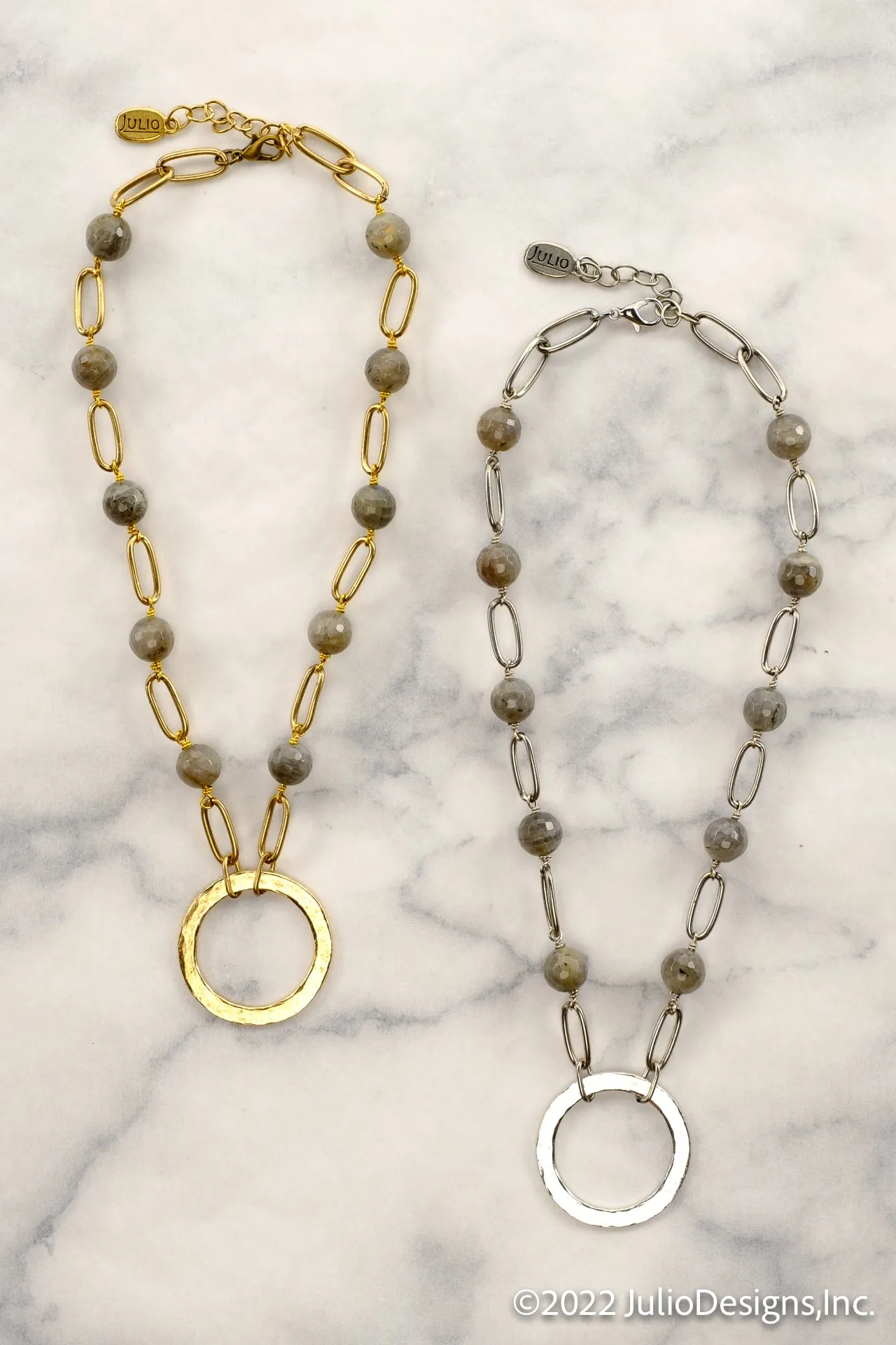 Cheney Paperclip Chain and Gemstone Short Necklace