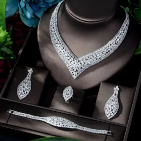 Classy Designer AAAA  Zirconia CZ Diamonds 4 piece Bridal Wedding Jewelry Set