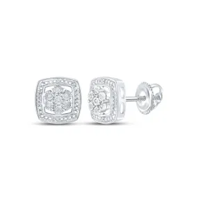 Cluster in Frame .05cttw Diamond Earrings .925 Sterling Silver
