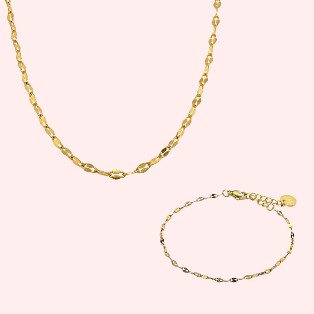 Coffee Bean Choker Necklace and Bracelet Set