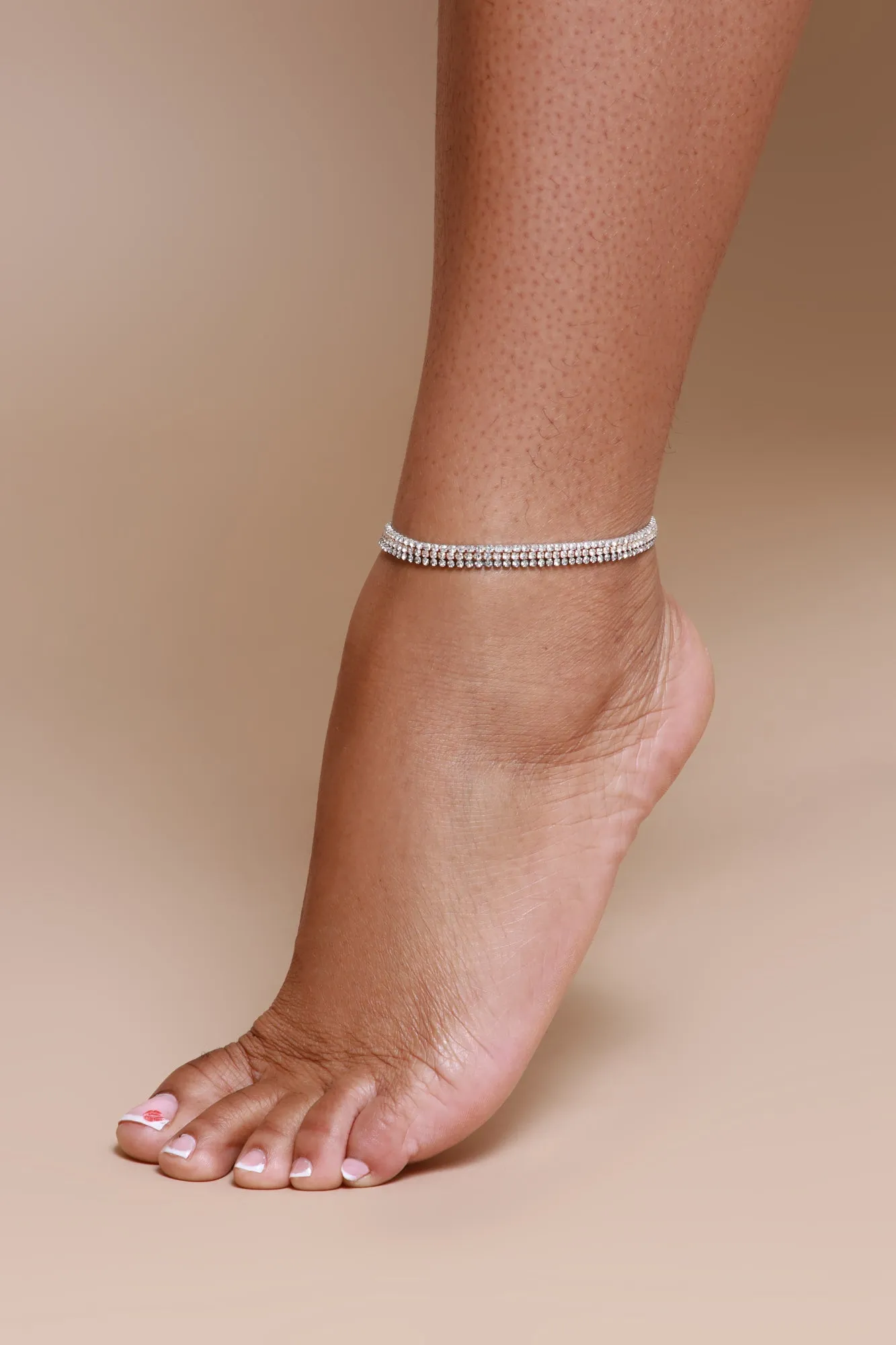 Cold As Ice Rhinestone Anklet Trio - Gold/Silver