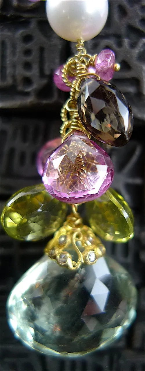 Colette Stechle 18K Yellow Gold, Pearl, Amethyst, Topaz, Peridot, and  Citrine Earrings