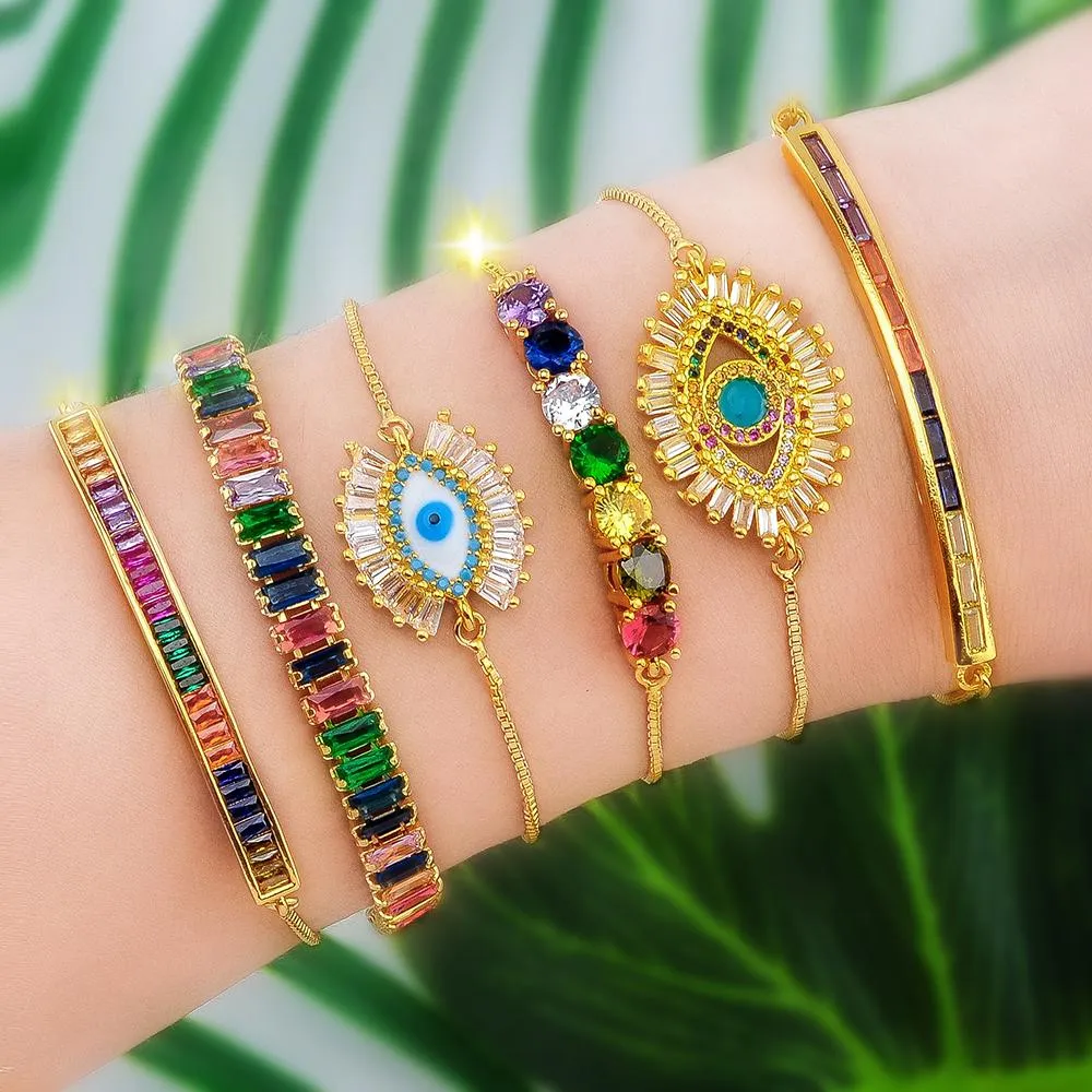 Colorful Snake Chain Zircon Bracelets