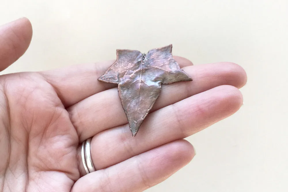 Copper Ivy Leaf Necklace | Electroformed Real Ivy Leaf Pendant | Woodland Nature Jewelry