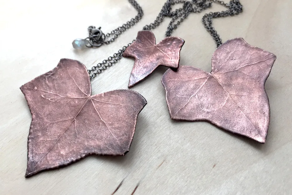 Copper Ivy Leaf Necklace | Electroformed Real Ivy Leaf Pendant | Woodland Nature Jewelry
