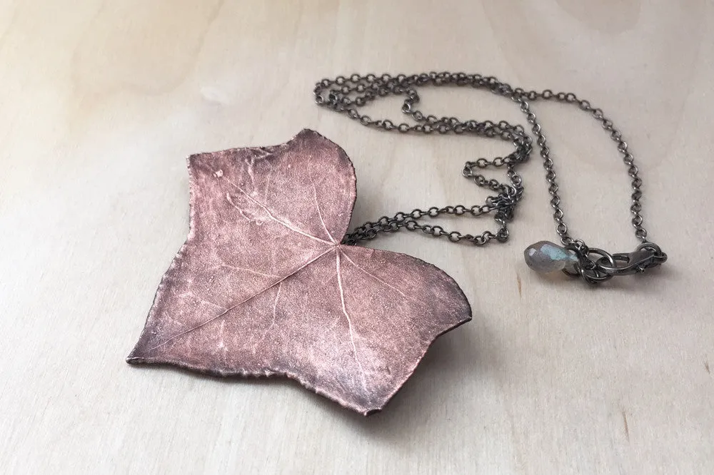 Copper Ivy Leaf Necklace | Electroformed Real Ivy Leaf Pendant | Woodland Nature Jewelry