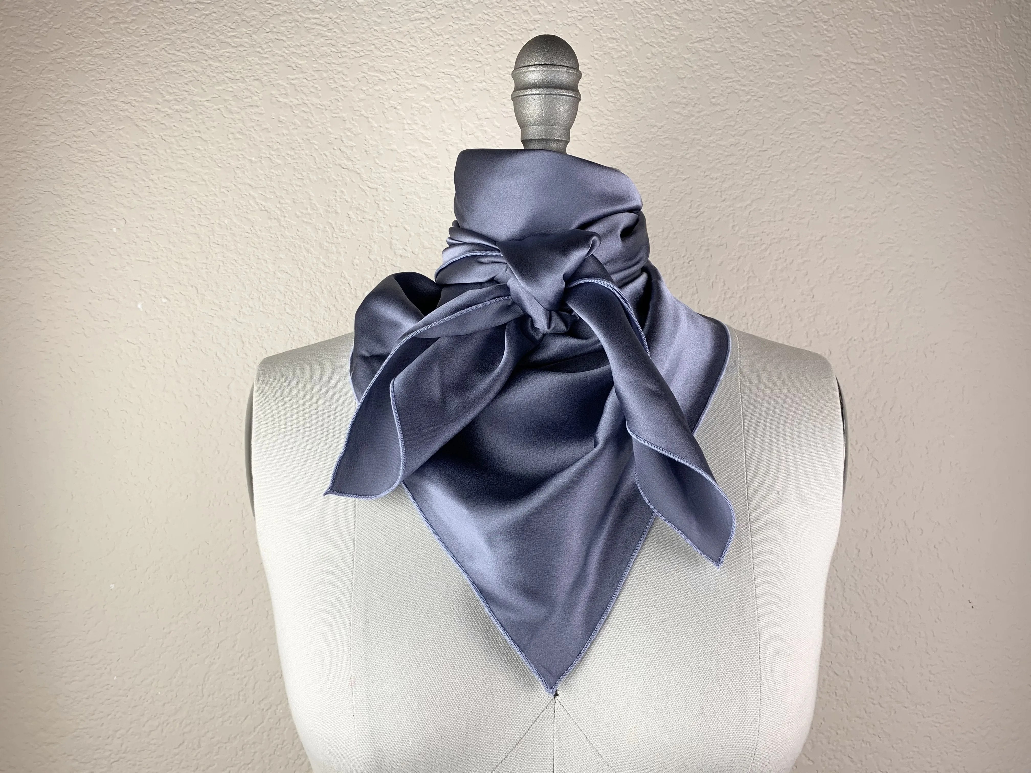 CR Blue Gray Silk Scarf