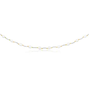 Cream Freshwater Pearl Oval Bar & Ball Necklace