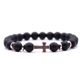Cross Bead Bracelet <br> Rose Gold