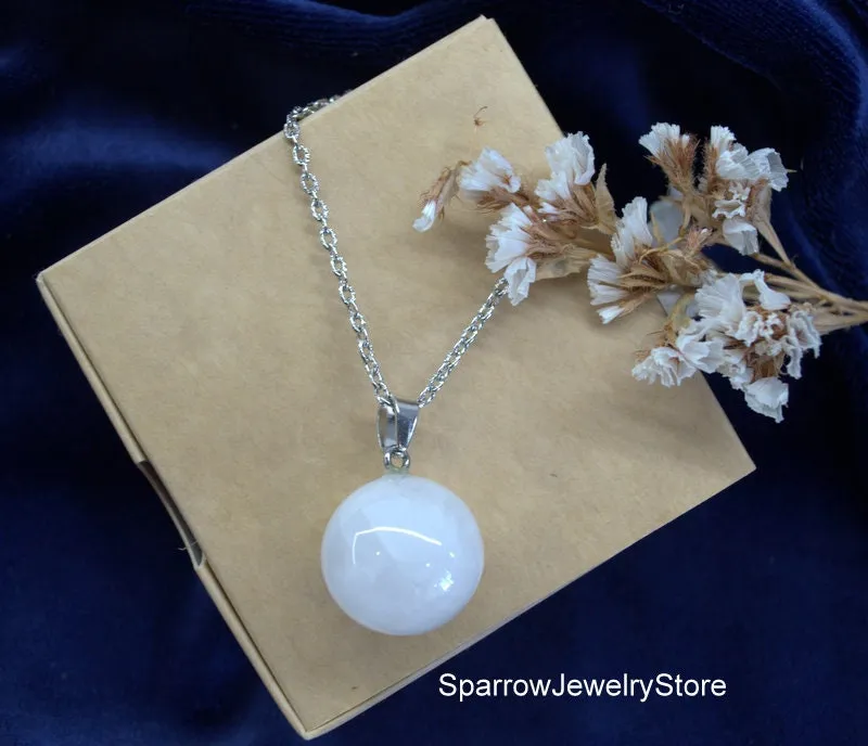 Crystal quartz pendant necklace Rainbow transparent quartz jewelry Quartz sphere ball pendant Bridal necklace Personalized gifts for her mom