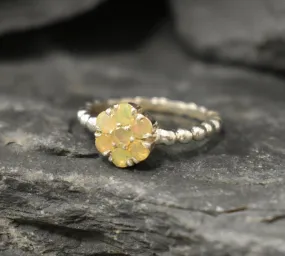 Daisy Opal Ring - Natural Ethiopian Opal - Fire Opal Bubble Band