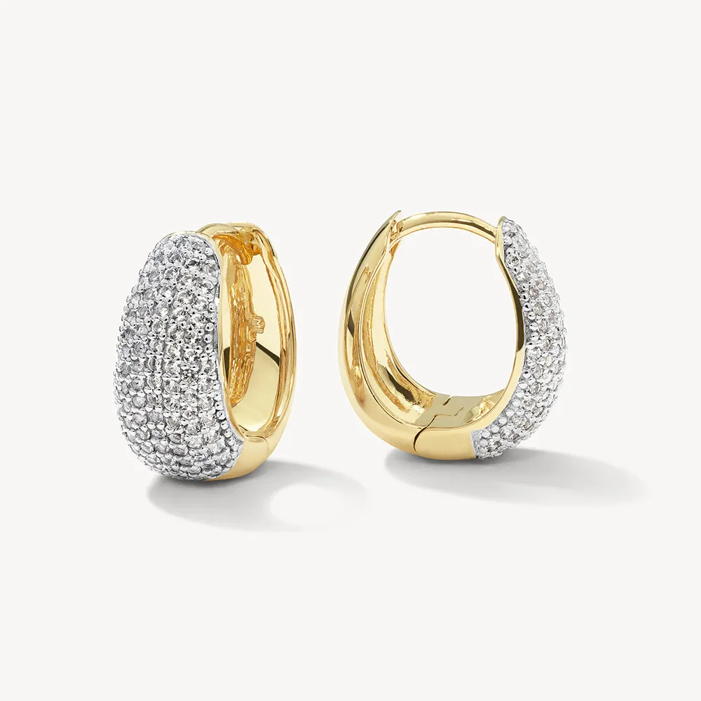 Day To Night Dome Huggie Earring Set in Gold