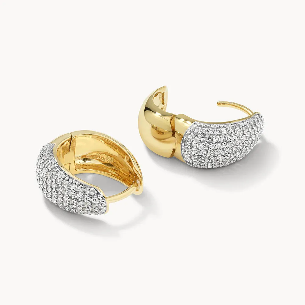 Day To Night Dome Huggie Earring Set in Gold