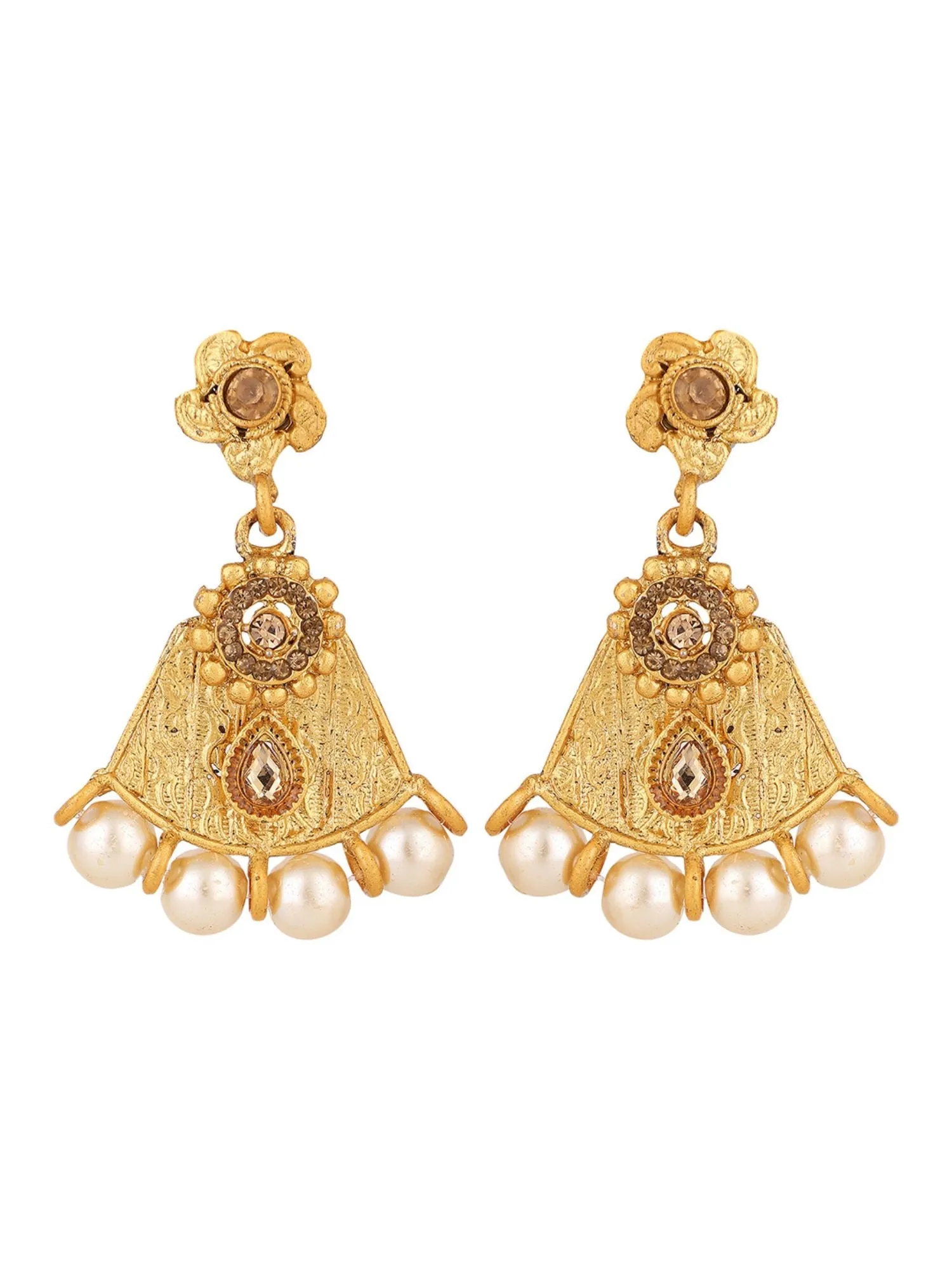 Designer Gold Plated Traditional Matte Finish Necklace With Earring Maangtika - Anikas Creation